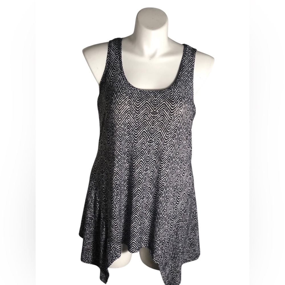 Isabella Rodriguez black/white asymmetrical tunic tank top Sz XL